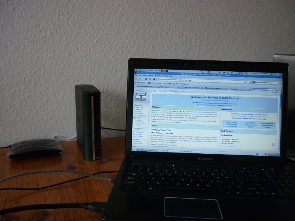 My Buffalo-NAS with DLINK ethernet switch and Lenovo Laptop